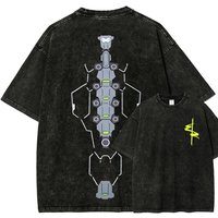 Cyberpunk Edgerunners Anime Lover Washed T-shirt Year round clothing high quality personality Clothes Plus Size Unisex New Model Couples tee XXXL gray