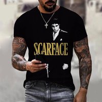Scarface Classic Movie 3D Print Sports Quick-dry Breathable Men T-shirt Outdoor Street Harajuku Casual Fashion Fan Short-sleeve 2XL black
