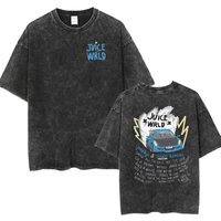 Rapper Juice Wrld Retro Washed T-Shirt Men'S Hip Hop Gothic 2XL black