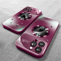 Luxury Titanium Metallic Color Magnetic Case for iPhone 17 16 15 14 13 12 11 Pro Max Plus Magsafe Wireless Charging Matte Phone Cover For iPhone 17 Pro Max wine