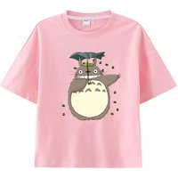 Summer Cartoon Miyazaki Totoro Print Children's Cotton T-shirt Short-sleeve Street Fashion Girls Clothes Cute Funny Kid Tees Top 110 white