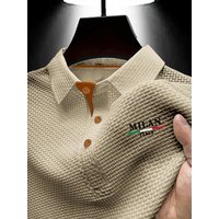 Men's Summer Cooling Quick-Dry Breathable Polo Shirt, Business Casual Lapel Short-Sleeve T-Shirt Base Layer, Summer Fashion Polo Shirt XXL khaki