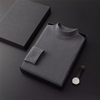 Autumn Half Turtleneck Bottoming Shirt Men's Sweater Men's Solid Color Long-Sleeved T-shirt XL black