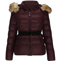 Winter Jackets Women Basic Coats Fashion Faux PU Leather Winter Jackets Women Artificial Fur Collar Coat Female Outerwear XS wine red