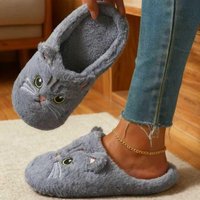 Home Slippers, Comfortable and Warm Open Toed Soft Plush Shoes, Solid Color Indoor Floor Slippers 44-45 grey