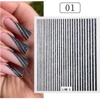 Joom 3D Lines Nail Stickers Holographic Silver Rose Gold Metal Stripe Letters Decals Curve Gel Nails Art Sliders Manicure Decor
