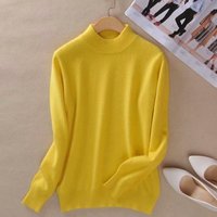 CANVAUS Women Sweaters Pullovers Sweater Women Pullovers Pull Femme Half Turtleneck S-3XL L yellow