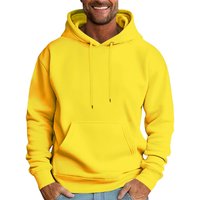 Men's Casual Loose Sweatshirt Solid Color Drawstring Large Pocket Hoodie Sports Sweatshirt XXXL yellow