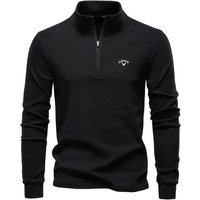 Callaway 2025 Autumn/Winter Embroidered New Large Couple Stand Up Collar Half Zipper Long Sleeve German Velvet Warm Base Sweater XXL black