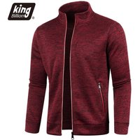 Autumn Winter Men's Zipper Knit Long Sleeves Thin Cashmere Fashion Top Sweater Coat S wine