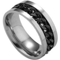 Joom Punk Mens Womens Stainless Steel Chain Inlaid Finger Ring Jewelry Charm Gift Stainless Steel Ring 10 black