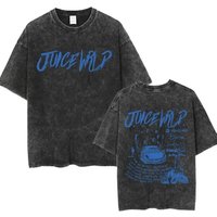 Rapper Juice Wrld Retro Washed T-Shirt Men'S Hip Hop Gothic M black