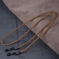Joom Thick Twist Sunglasses Leather Rope Chain Eyewear Braided Glasses Lanyard Strap light brown