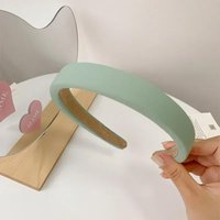New Korean Colored Solid Sponge Hair Hoop for Women's Retro Knitted Soft Headwear Suitable for Various Styles of Accessories light green