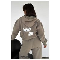 Spring Autumn and Winter Sweatshirt Set for Women Fashionable and Sporty Long-sleeved Hooded Sweatshirt Two-piece Set XL khaki
