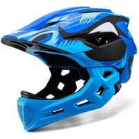Kids Full Face Bike Helmet 2-in-1 Detachable Lightweight for Cycling Skateboard Scooter, Adjustable MTB BMX Helmet for Boys Girls Ages 4-10 blue