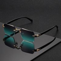 Rimless Sunglasses Rectangle Fashion Popular Women Men Shades Small Square Sun Glasses for Female Male Summer Traveling Eyewear black
