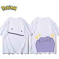 Pokémon Ditto Front and Rear Printed T-shirt Men's and Women's Summer Y2K Harajuku Loose Casual Versatile Short-sleeved Top 6XL white