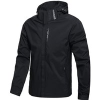 Men's Waterproof Windproof Jacket with Hood Lightweight Outdoor Raincoat for Hiking Climbing XXXL black