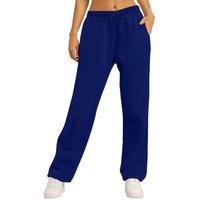 Women's Casual Fleece Winter Sweatpants with Elastic Waistband L dark blue