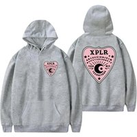 Sam and Colby XPLR Men's and Women's Hooded Sweatshirt Long sleeved Hoodie Warm Street Clothing Winter Top S gray