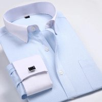 6XL Men's French Cuff Dress Shirt Long Sleeve Winged Collar Dress Shirt Men's Wingtip Tuxedo Formal Shirts Party Dinner Wedding 2XL white