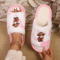 Home Slippers, Comfortable and Warm Open Toed Soft Plush Shoes, Solid Color Indoor Floor Slippers 38-39 pink