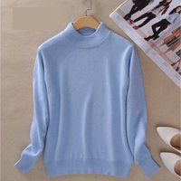 CANVAUS Women Sweaters Pullovers Sweater Women Pullovers Pull Femme Half Turtleneck S-3XL XXL sky blue