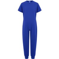 Unisex Kids Special Needs Adaptive Clothing Short Sleeve Back Invisible Zipper Solid Color Full Body Jumpsuit 13-14 Years blue