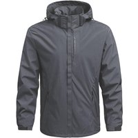 Men's Waterproof Windproof Jacket with Hood Lightweight Outdoor Raincoat for Hiking Climbing XXXL grey