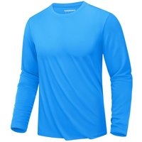 Simple Solid Color Men's Long Sleeve T-shirts Outdoor Run Sports Tees Loose Round Neck Fashion Tops Fall Comfortable Pullover M blue
