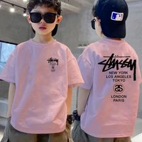 Round neck children's fashionable printed T-shirt 140 gray