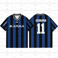 Kpop Stay Karma Album Fans TShirt Felix Bangchan Hyunjin Streetwear Casual Sport Oversize Short Sleeve Men's Clothing T-Shirt 6XL blue
