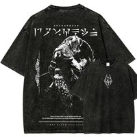 The Elder Scrolls Anime Lover Washed T-shirt Year round clothing high quality personality Clothes Plus Size Unisex New Model Couples tee M black