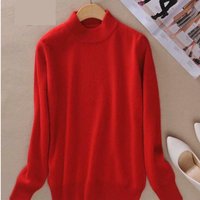 CANVAUS Women Sweaters Pullovers Sweater Women Pullovers Pull Femme Half Turtleneck S-3XL S red