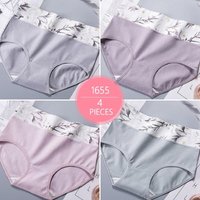 High Waist 4Pcs/Set Cotton Panties Women Underwear Briefs Female Lingerie Plus Size M-5XL XXL gray