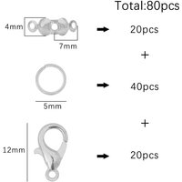 Joom 80pcsBag Lobster Clasp Jump Rings Connector Clasp Crimp End For Bracelet Necklace Chains DIY Jewelry Making Supplies silver sand