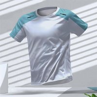 Gym Summer Quick Dry Breathable Men's T Shirt Outdoor Run Fitness Sports Short Sleeve Casual O-Neck Men Gym Sportswear T-Shirt L gray
