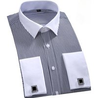 6XL Men's French Cuff Dress Shirt Long Sleeve Winged Collar Dress Shirt Men's Wingtip Tuxedo Formal Shirts Party Dinner Wedding 5XL gray