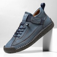 Women's Boots Slip-On Flat Heel Casual Shoes Ankle Boot for Spring and Autumn 40 blue