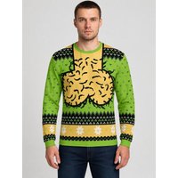 2026 New Style Ugly Christmas Style Men's and Women's Long-Sleeved Feather T-Shirt, Round-neck Sporty Casual Hoodie XXXL green