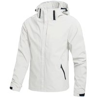 Men's Waterproof Windproof Jacket with Hood Lightweight Outdoor Raincoat for Hiking Climbing XL beige
