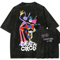 The Amazing Digital Circus Anime Lover Washed T-shirt Year round clothing high quality personality Clothes Plus Size Unisex New Model Couples tee XXXL black