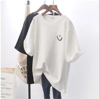 Plus size Fat Girl T-shirt Women Slimming High Sense Tee Belly Covering Oversize O-neck Short Sleeve Top L white