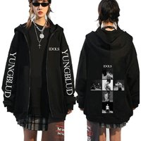 Yungblud IDOLS Album Tour Zipper Hoodies Men's Women Fashion Hip Hop Pullovers Rock Vintage Zip Up Sweatshirts Jacket Coats XL black