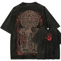 The Elder Scrolls Anime Lover Washed T-shirt Year round clothing high quality personality Clothes Plus Size Unisex New Model Couples tee XXXL black