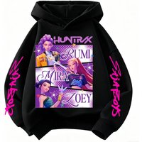 KPop Demon Hunters Huntrix Hoodie Kids Clothes Princess Girls Clothing Fashion Boys Clothes Spring Autumn Sweatshirt Child Tops 160 black