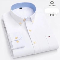 Sinwoyan Solid Pure Cotton Oxford Male Shirts Business Casual Long Sleeve Regular Fit with Chest Pocket 5XL white