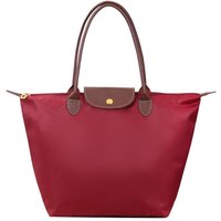 New Nylon Beach Tote Bag Fashion Womens Handbag Tote Oxford Shoulder Bags Female Waterproof Dumplings Folding Shopping Bag 2024 L wine red