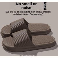 Women Summer Concise EVA Slippers Men Soft Home Slides Couples Bathroom Non-slip Sandals Adults Comfortable Outdoor Beach Shoes 44-45 brown